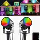 Ligency Spotlight Outdoor Smart Low Voltage Landscape Lights, 2 Pack Outdoor Spot Lights IP65 Waterproof RGBW Color Changing Spotlights for Yard Garden, 28.8Ft