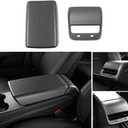 StarYtbl 2PCS Center Console Armrest Cover & Rear Air Condition Vent Cover for Tasla 2017-2023 Model 3 and 2020-2024 Model Y, Tesla Arm Rest Cover and Rear AC Vent Cover (Matte Carbon Fiber Pattern)