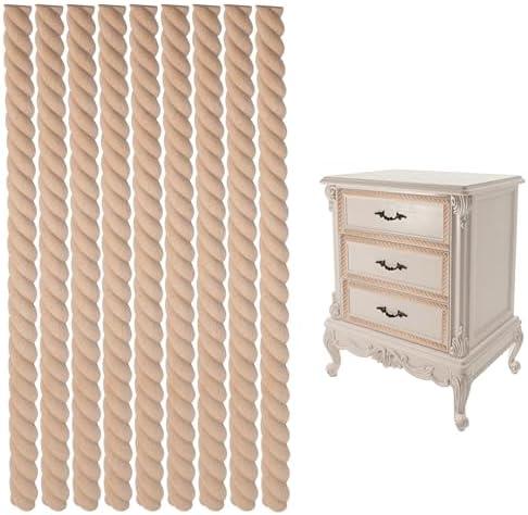 20 PCS Unfinished 3D Decorative Wood Trim, 15.7 Inch Long Cuttable Beech Wood Carved Frame Decoration Trim for DIY Craft, Furniture Door Mirror Cabinet Dresser Border Molding (Twisted Pattern)