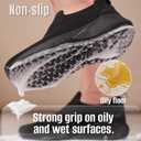 SHULOOK Non Slip Work Shoes for Women Slip Resistant Sneakers Mesh Slip On Food Service Shoes Chef Kitchen Restaurant Lightweight Comfortable Sock Shoes (Black)
