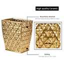 Ceramic Gold Square Garbage Can Kitchen Trash Cans - Wastebasket, Garbage Container Bin for Bathroom, Bedroom, Kitchen, Home Office, and Kids Room, Holds Waste
