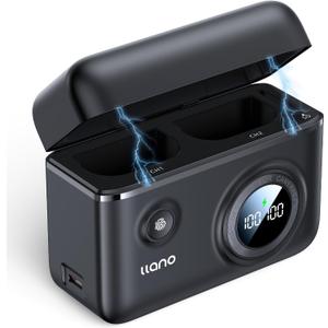 llano LP-E6NH LP-E6P Camera Battery 18W Fast Dual USB C Charger, Compatible with Canon EOS R5, R6 Mark II, 5D 6D 7D Mark II III IV, 60D, 70D, 80D, Smart Digital Display, Magnetic Snap Cover (Black)