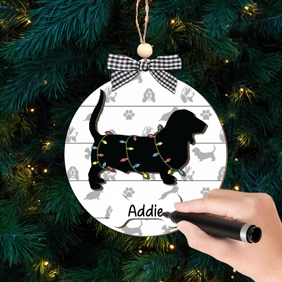 Basset Hound Ornament for Christmas Tree, 2024 Basset Hound Dog Ornament Personalized, Basset Hound Dog Christmas Tree Ornament, Christmas Keepsake for Dog Owner Dog Mom, Custom Gifts for Pet Lovers