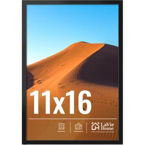 LaVie Home 11x16 Picture Frame for Wall Display, 11x16 Black Picture Frame with HD Plexiglas, 11 x 16 Frame 1 Pack, Display Frame for Vertical or Horizontal, Classic Collection