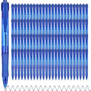 deegtran Pens Bulk, 100 Pack No Bleed Blue Ink Click Pens with Soft Grip, Wholesale Retractable Ballpoint Pens for Office School, Medium Point Smooth 1.0MM