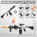Realistic M416 Rifle Toy Set, Semi-Auto Sniper Foam Blaster, Electric Toy Gun with LED, Scope, Sight, Flashlight, 3 Magazines & 100 Soft Bullets for Nerf Guns Darts, Festival Gift for 8-12 Ages Kids