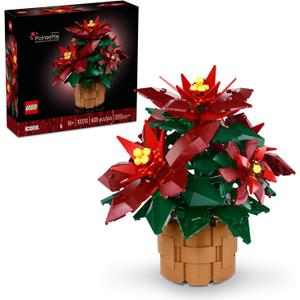 LEGO Icons Poinsettia Building Sets for Adults - Artificial Flowers for Decoration - Christmas Flowers for Table Centerpiece - 10370