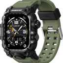 amBand Rugged Case with Band for Apple Watch 46mm, Compatible with Apple Watch (iWatch) Series 10 11, Military Grade Shockproof Bumper Cover, Tactical Band for Men, Army Green