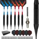 Exquisite 19 Grams Soft Tip Darts Sets, 6 PCS Darts per Set | Come with 30 Extra Dart Tips, 10 O-Rings, 6 Flights, Tool | for Beginners or Professional Players (Bule and red)
