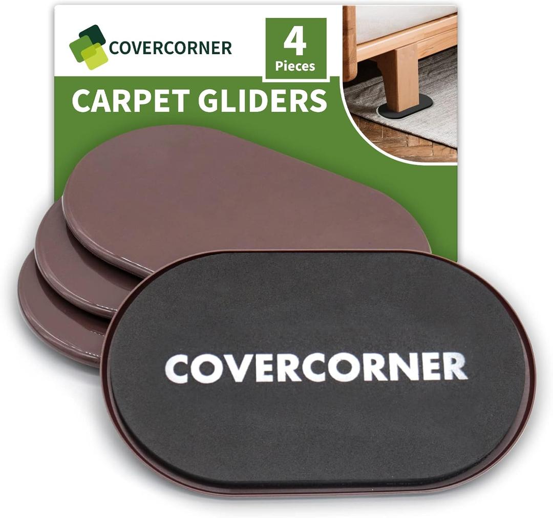 Furniture Sliders for Carpet 4 PCS - 9 1/2 inch Furniture Moving Slider Chair Legs Floors Protectors Move Your Furniture Easy & Safely (for Carpet) Brown