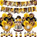 San-Diego Party Decorations - Baseball Birthday Supplies: Banner, Cake Topper, 12 Cupcake Toppers, 18 Balloons, 2 Baseball Foil Balloons
