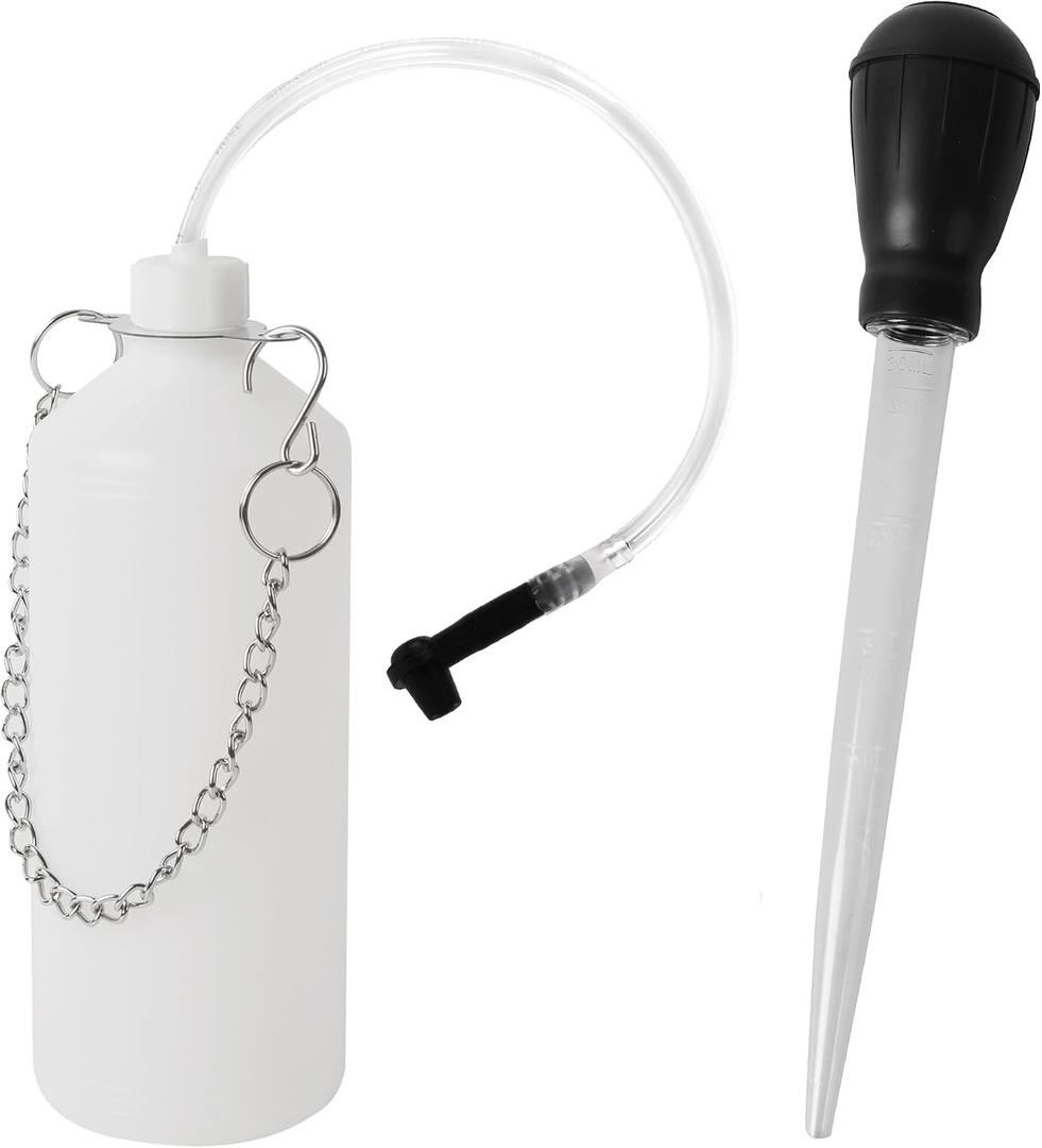 Calvana 0.8L Brake Bleeder Vacuum Pump Kit, Fluid Extractor, Master Cylinder Bleeder Kit, Brake Bleeder Bottle with 24 inch Hose and Rubber Connector, for Automotive, Motorcycle, Trailer Tools