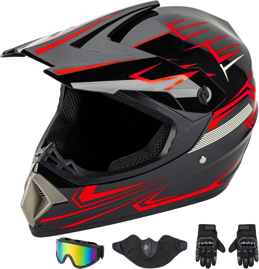 CARTMAN Adult Dirt Bike Helmet, DOT Approved Full Face Motorcycle Helmet, Matte Black and Yellow for Motocross, ATV, Offroad, Dirtbike