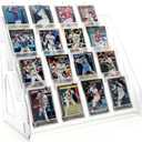 Trading Card Display Stand, Vertical Holder for Baseball Basketball Sports Graded Card Display Stand Tabletop for PSA BGS SGC Slabs, Snap-On Assembly(4 Tier, 2 Pack)
