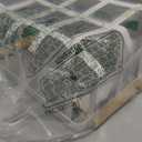 Simplify Rectangular Metal Storage Basket with Bamboo Handles | Large | Farmhouse Style Wire Basket | Home Organizer | Decorative | Rustic | White