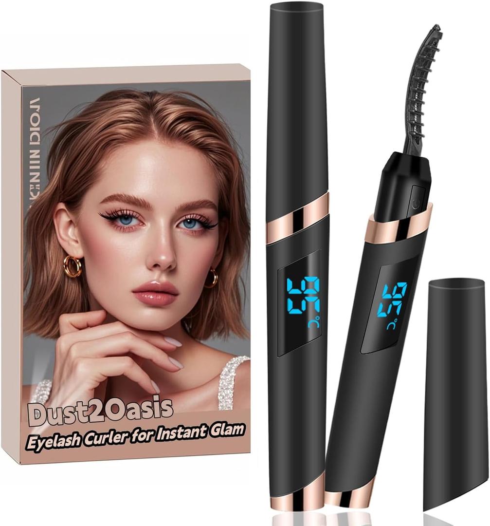 Heated Eyelash Curler, Electric Eyelash Curler, Rechargeable Lash Curler for Makeup Natural Curling Eye Lashes and 24 Hours Long Lasting - Black 2025 Updated New Model B