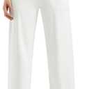 Promover Wide Leg Pants Woman Yoga Pants with Pockets Stretch Loose Casual Lounge Sweatpants Petite/Regular/Tall (White, L, 32")