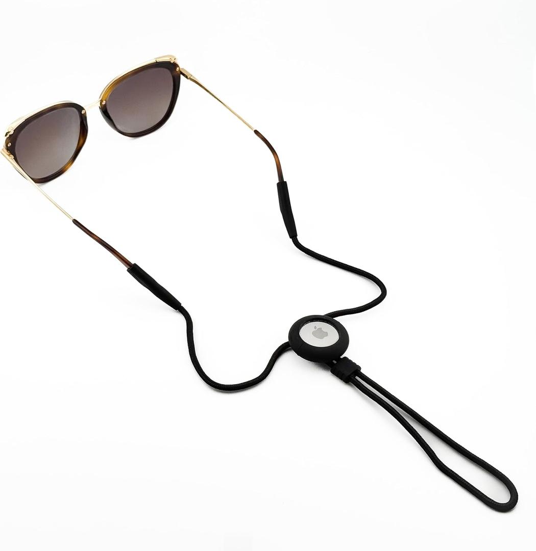 GATYZGEAR Eyeglass Lanyard – Sunglasses Strap with Holder Compatible with AirTag Tracker – Adjustable Eyeglass Strap for Eyewear Loss Prevention – Sunglasses Lanyards (Black Rope)