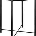 EKNITEY Small Side End Table - Metal Side Table Waterproof Small Sofa Coffee Side Tables Bedroom Indoor Outdoor with Removable Tray for Living Room Bedroom Balcony and Office (1 tier, Black)