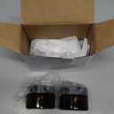 OverNews 4pcs 1oz Amber Glass Jar, Empty Cosmetic Lotion Containers,with Inner Liners,Black Lid, Spatula