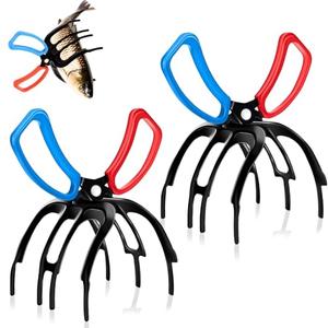 2 PCS 3 Claw Fish Gripper, Metal Fishing Pliers Gripper, Fish Control Clamp Claw Tong Grip Tackle Tool, Multi 3 Teeth Fishing Pliers for Most Freshwater Fish Grip Tackle Holder