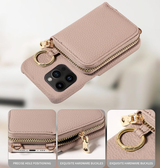 Wallet Case for iPhone 11 Pro Max 6.5 & Shoulder Strap Ring Buckle, Luxury PU Leather Zipper Flip Organ Purse, Credit Card Holder Stand Phone Cover for iPhone11 11pro Promax i XI Plus, Cream