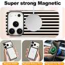 Magnetic for iPhone 17 Pro Case Cute Stripes Phone Case, Shockproof Slim TPU and Hard PC Protective Phone Cover Compatible with MagSafe Designed for Women Girls, Black and White