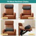 Neck Pillow for Recliner, Non-Slip Recliner Headrest Pillow with Adjustable Strap, Leather Neck Support Chair Headrest Cushion for Office, Couch, Car, Travel, Airplane, Pain Relief(Dark Gray)