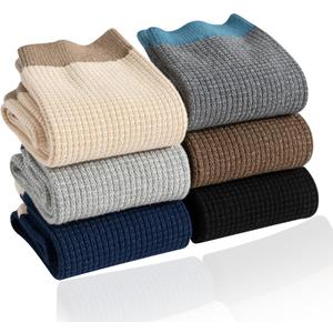 ULEEMARK 6-Pack Men's Cotton Crew Socks for Work & Daily Wear, Soft Comfortable Breathable Casual Socks, Size 7-15