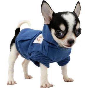 LOPHIPETS Dog Cotton Hoodies Sweatshirts for Small Dogs Chihuahua Puppy Clothes Cold Weather Coat-Navy/XXS (XX-Small for 0.5-1.2 lbs)