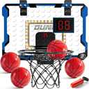 Indoor Basketball Hoop for Kids, Over The Door Mini Basketball Hoops, LED Light Mini Hoop with Scoreboard & 4 Balls, Kids Basketball Hoop Sport Toys Gifts for 5 6 7 8 9 10 11 12+Year Old Boys