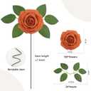 100PCS Artificial Flowers Burnt Orange Roses Real Looking Foam Fake Roses with Leaves and for DIY Wedding Bouquets Bridal Shower Centerpieces Party Decorations (Burnt Orange, 100)