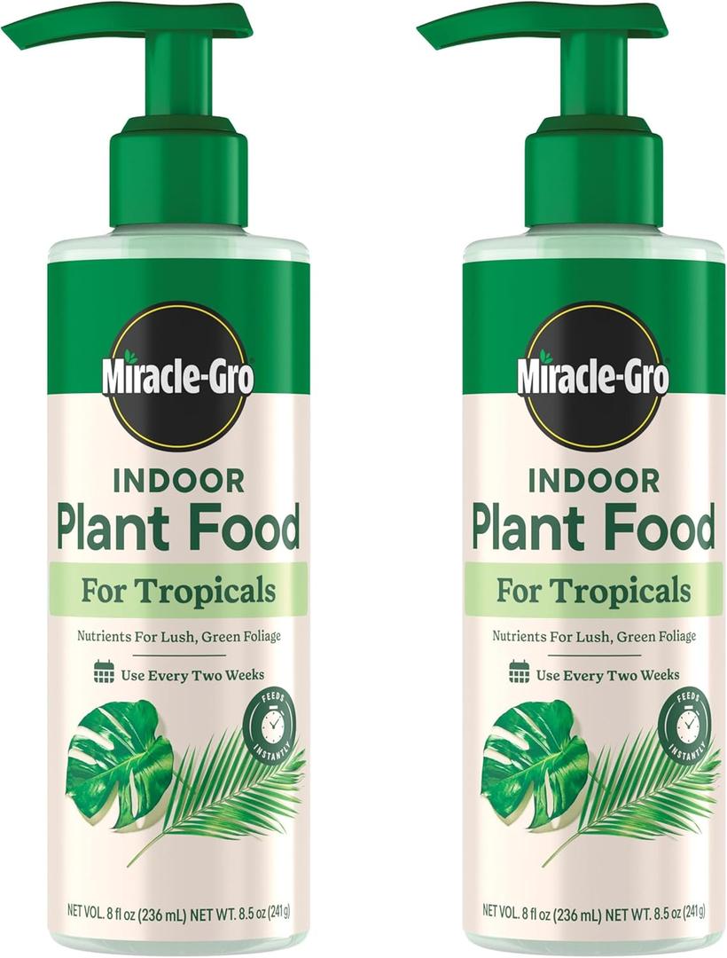 Miracle-Gro Indoor Plant Food for Tropicals, Liquid Plant Food for Tropical Houseplants, 8 fl. oz., 2-Pack