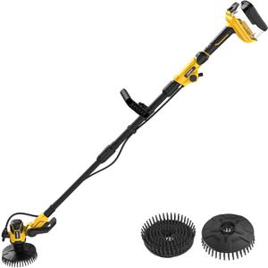 6" Brushless Cordless Power Spin Scrubber Compatible with DeWalt 20V Max (Tool Only), 2-Speed 350 RPM Electric Floor Scrubber with Water Hose Valve, 90° Adjustable Head for Deck, Patio & Driveway
