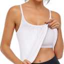 Hibelle Women's Workout Yoga Racerback Tank Tops with Built in Shelf Bra (Medium, 2.0 White)