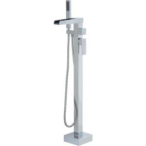 Waterfall Freestanding Bathtub Faucet Chrome High Flow 11.9GPM Floor Mount Tub Filler Faucets with Sprayer Hand Shower RIGOBAL