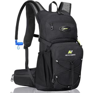N NEVO RHINO Hydration Backpack, 18L Multipurpose Hiking Backpack with 3L Water Bladder, Water Backpack Insulated Hydration Pack Ideal for Hiking and Cycling (Black)