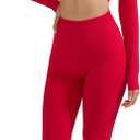 SUUKSESS Women 2 Piece Open Back Seamless Workout Sets Scrunch Booty Gym Leggings Built in Bra Crop Yoga Top (Large, Red)