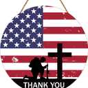 Memorial Day Decorations Patriotic Wreath American Soldier Thank You Hanging Sign Memorial Day Wreaths for Front Door Wooden Front Door Hanger 4th of July Decorations for Porch Wall Indoor Home Decor