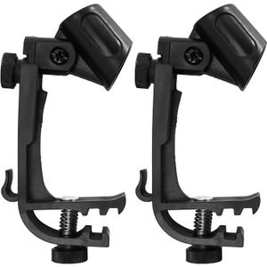 2-PCS Microphone Clips for Drums and Stands - Adjustable Drum Loop Mic Clips
