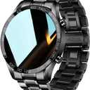 Men Smart Watch for Android iOS, Bluetooth Calls Voice Chat with Heart Rate/Sleep Monitor Fitness Tracker, 1.3" Full Touch Screen IP67 Waterproof Stainless Steel Activity Tracker for Men