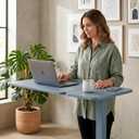 Overbed Table Adjustable Height 30"-43", Rolling Laptop Desk with Wheels, Tilt Split Top Over Bed Table for Hospital, Home, or Bedroom Use, Portable Bedside Table Stand (Tiltable Top, Blue), 28" x 16" x 29.9"-43.3"