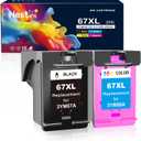 67XL Ink Cartridges Combo Pack Replacement for HP 67 67XL Ink Cartridge for HP Envy 6400 6055e 6455e 6055 6452 6455 DeskJet 2855e 4255e 4155e 2755e 4155 Printer (1 Black, 1 Tri-Color, 2 Pack)