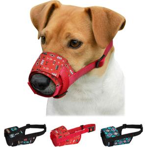 CollarDirect Dog Muzzle - Adjustable Soft Breathable Tribal Nylon Dog Mouth Guard Cover for Small, Medium and Large Dogs, Anti Chewing, Barking & Biting (Pattern 1; S)