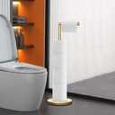 RRM Toilet Paper Holder Stand, Bathroom Free Standing Toilet Paper Holder with Reserve Storage 3-4 Toilet Paper Rolls (Golden)