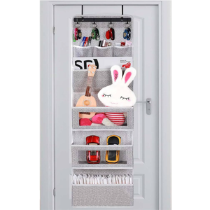 VICTORICH All-IN-ONE Over the Door Organizer, Super Behind the Door Storage Organizer with Door Rack and Large Clear Windows, Wall File Organizer, Hanging Organizer (New Grey) 3 Pack