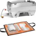 SKOTTI Grill - Portable Gas/Wood/Charcoal Grill, 8500 BTU, 6.6 lbs only, fully collapsible, Stainless Steel