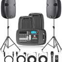 CAICOUSTIC 8-Channel Portable PA System with Bluetooth, Microphone, 2 Speaker Stands, USB, Reverb/Delay Effects - Perfect for Outdoor Events, Parties, Weddings, Church Services (2 x 10 Woofers) 
