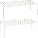 Lonian Kitchen Cupboard Organiser, Home and Kitchen Storage Shelf Wire Rack Made of Metal for Kitchen Cabinets, Counter-Tops, Pantries, Food and Utensils - White (Pack of 2)