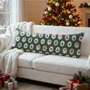 Mancheng-zi Retro Green Christmas 20x54 Body Pillow Cover Pillowcase with Zipper, Preppy Girly Christmas Decor, Vintage Xmas Tree Santa Claus Holiday Decorative Long Hug Pillow Cases for Bed Couch